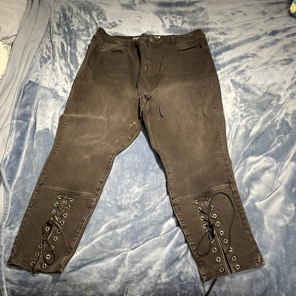 American eagle black jeans with ties at bottom - Picture 1 of 3